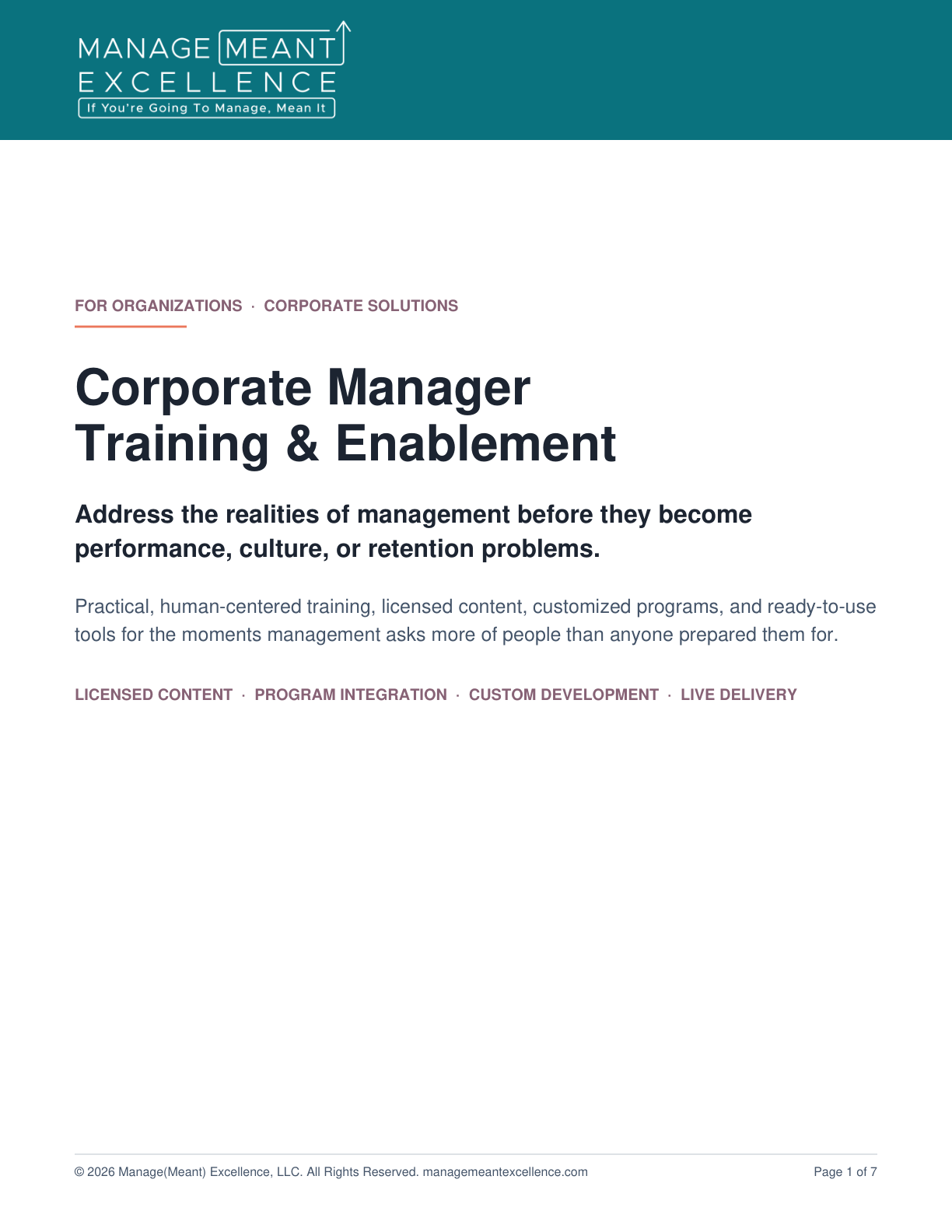 Corporate manager training solutions cover preview